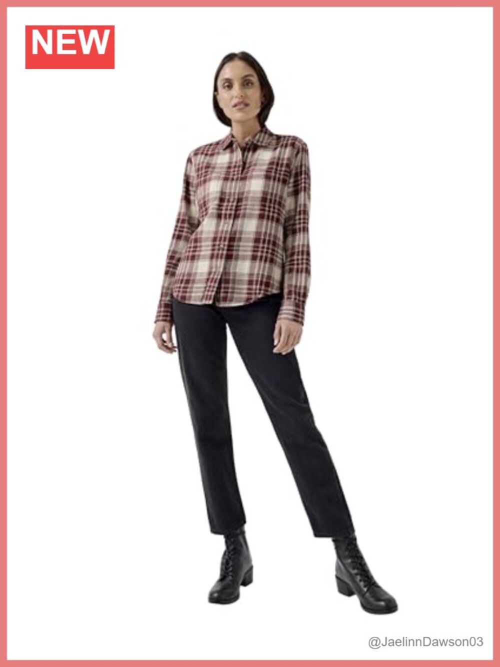 Organic Cotton Plaid Button-Up Flannel Shirt Relaxed Fit